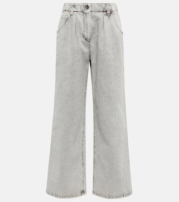 Jeans a gamba larga e vita alta | Brunello Cucinelli