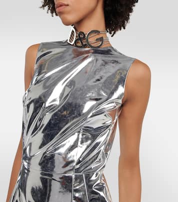 x Kim - abito midi in jersey metallico | Dolce&Gabbana