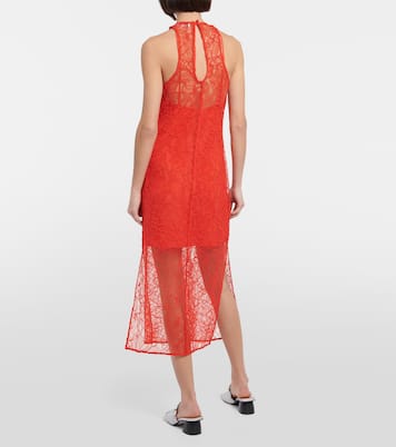 Vestido midi de encaje con cuello halter | Ganni