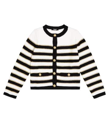 Cardigan rayé en laine mélangée | Balmain Kids