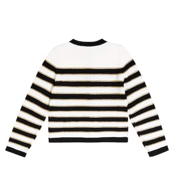 Cardigan rayé en laine mélangée | Balmain Kids