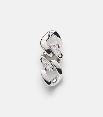 Boucle d'oreille unique Link en or blanc et jaune 14 ct et diamants | Rainbow K