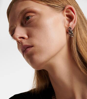 Boucle d'oreille unique Link en or blanc et jaune 14 ct et diamants | Rainbow K