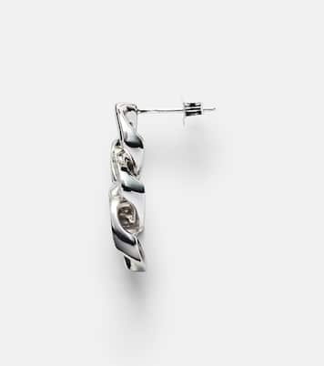 Boucle d'oreille unique Link en or blanc et jaune 14 ct et diamants | Rainbow K