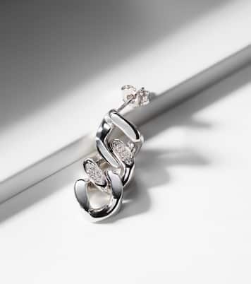 Boucle d'oreille unique Link en or blanc et jaune 14 ct et diamants | Rainbow K