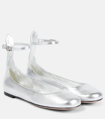 Tan-Go metallic leather ballet flats | Valentino Garavani