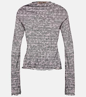 Bedrucktes Off-Shoulder-Top Clavicle aus Mesh | KNWLS