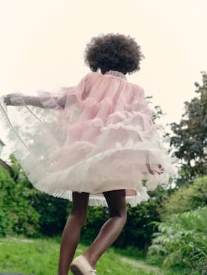 Mantella in mesh con balze | Self-Portrait Kids
