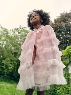 Mantella in mesh con balze | Self-Portrait Kids