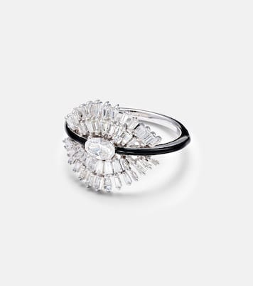 Anello per mignolo Eyelash in oro bianco 18kt con diamanti | Kamyen