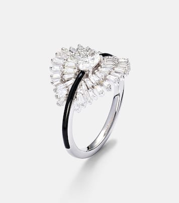 Anello per mignolo Eyelash in oro bianco 18kt con diamanti | Kamyen
