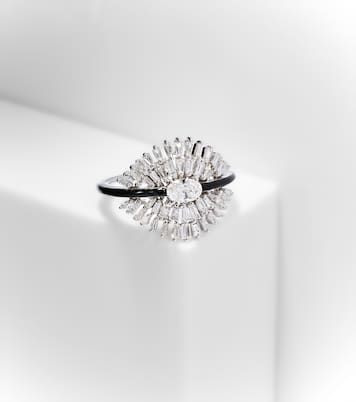 Anello per mignolo Eyelash in oro bianco 18kt con diamanti | Kamyen