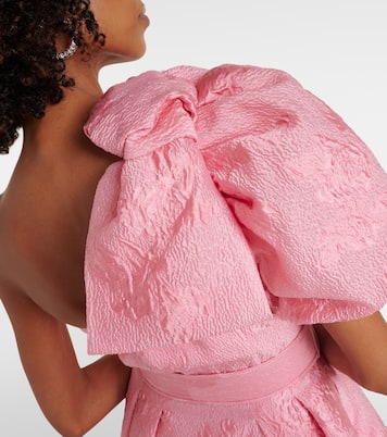 Zelie printed one-shoulder gown | Rebecca Vallance