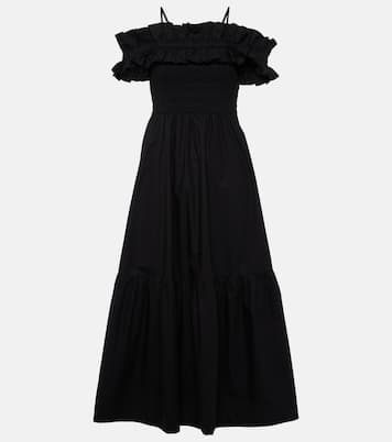 Midikleid Shirred aus Baumwollpopeline | Ganni