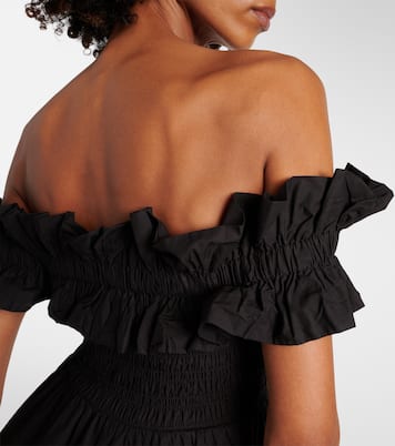 Midikleid Shirred aus Baumwollpopeline | Ganni