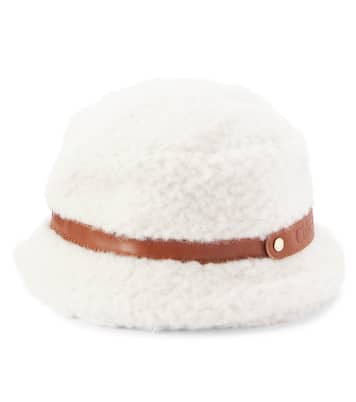 Cappello da pescatore in shearling sintetico con pelle | Chloé Kids