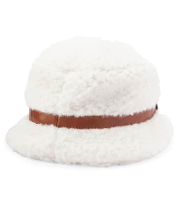 Cappello da pescatore in shearling sintetico con pelle | Chloé Kids