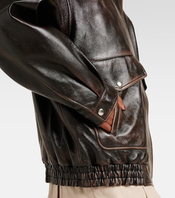 Lederjacke mit Faux Shearling | Miu Miu