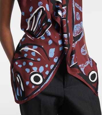 Printed halterneck silk twill top | Bottega Veneta