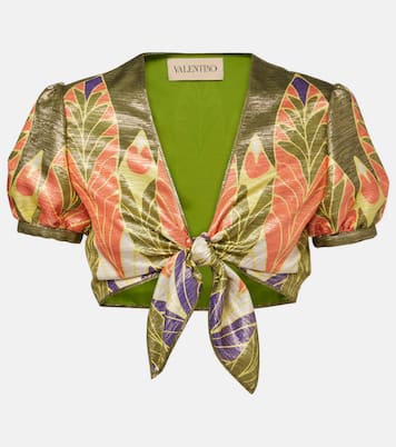 Printed silk-blend crop top | Valentino