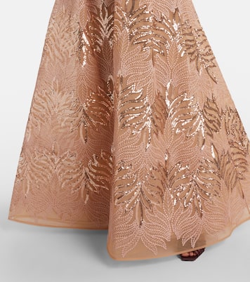 시퀸 스트랩리스 이브닝 가운 | Elie Saab
