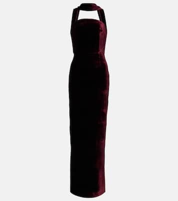 Scarf-detail velvet corset gown | Roland Mouret