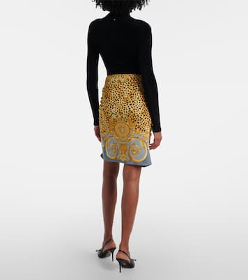 Printed gathered jersey miniskirt | Versace