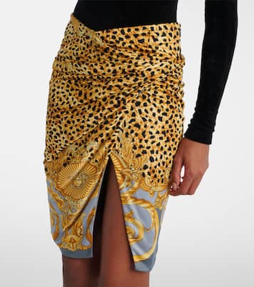 Printed gathered jersey miniskirt | Versace
