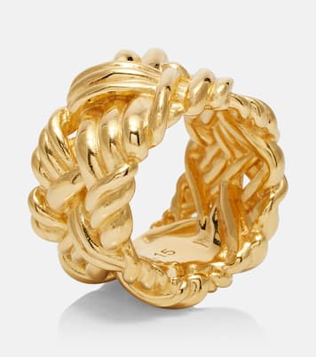 Anillo Intreccio de plata de ley bañada en oro | Bottega Veneta