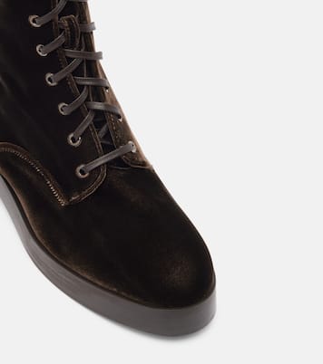 Ben 20 leather-trimmed velvet combat boots | Aquazzura