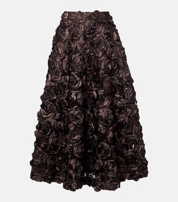 Floral-appliqué mesh midi skirt | Rotate