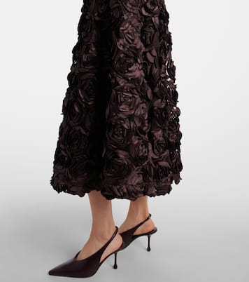 Floral-appliqué mesh midi skirt | Rotate
