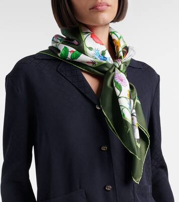 Printed silk twill scarf | Gucci