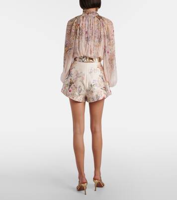 Shorts Rebellion de seda y algodón estampados | Zimmermann