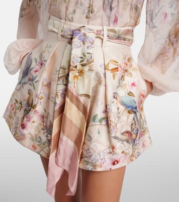 Shorts Rebellion de seda y algodón estampados | Zimmermann