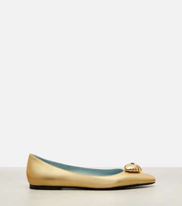 Cœur Royal metallic leather ballet flats | Valentino Garavani