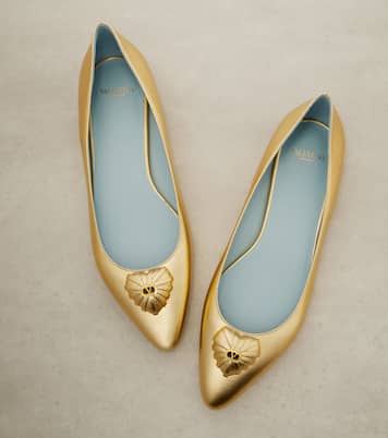 Cœur Royal metallic leather ballet flats | Valentino Garavani