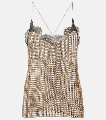 Sequined lace-trimmed top | Roberto Cavalli