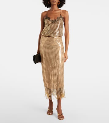 Sequined lace-trimmed top | Roberto Cavalli