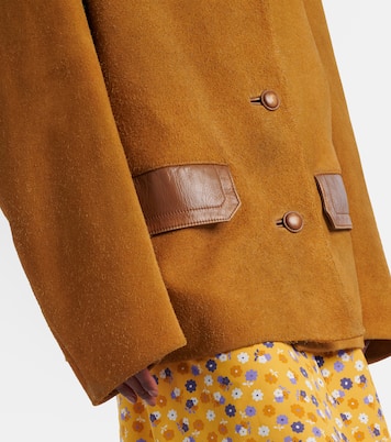 Leather-trimmed oversized suede jacket | Miu Miu