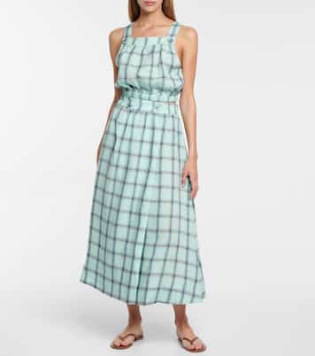 Blouson checked linen crop top | Lisa Marie Fernandez