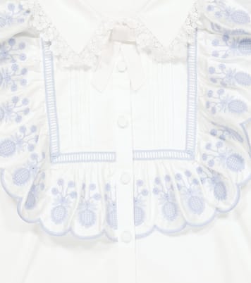 Top in popeline di cotone con ricamo | Self-Portrait Kids