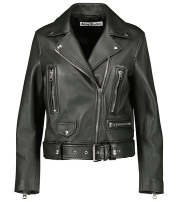 Leather biker jacket in green - Acne Studios | Mytheresa