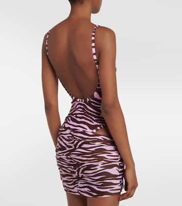 Ruched printed lycra miniskirt | The Attico