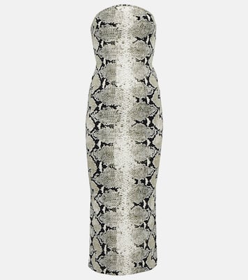 Strapless snake-printed midi dress | Khaite