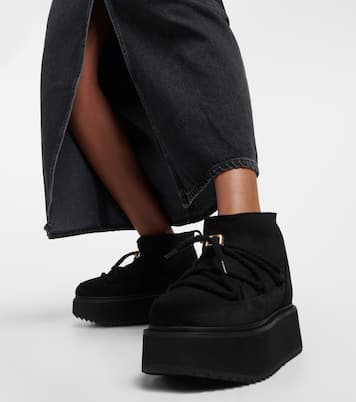 Shearling-trimmed leather ankle boots  | Inuikii