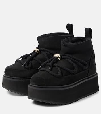 Shearling-trimmed leather ankle boots  | Inuikii