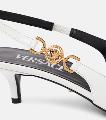 Medusa Biggie leather slingback pumps | Versace
