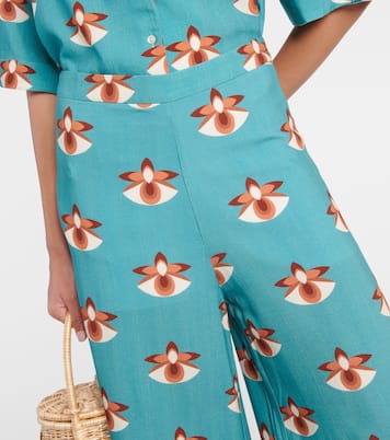 Pantalones anchos de satén con tiro alto | Adriana Degreas