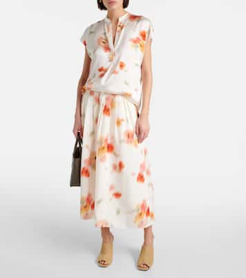Blouse en satin de soie à fleurs | Vince